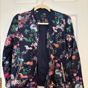 Navy Asian satin bomber